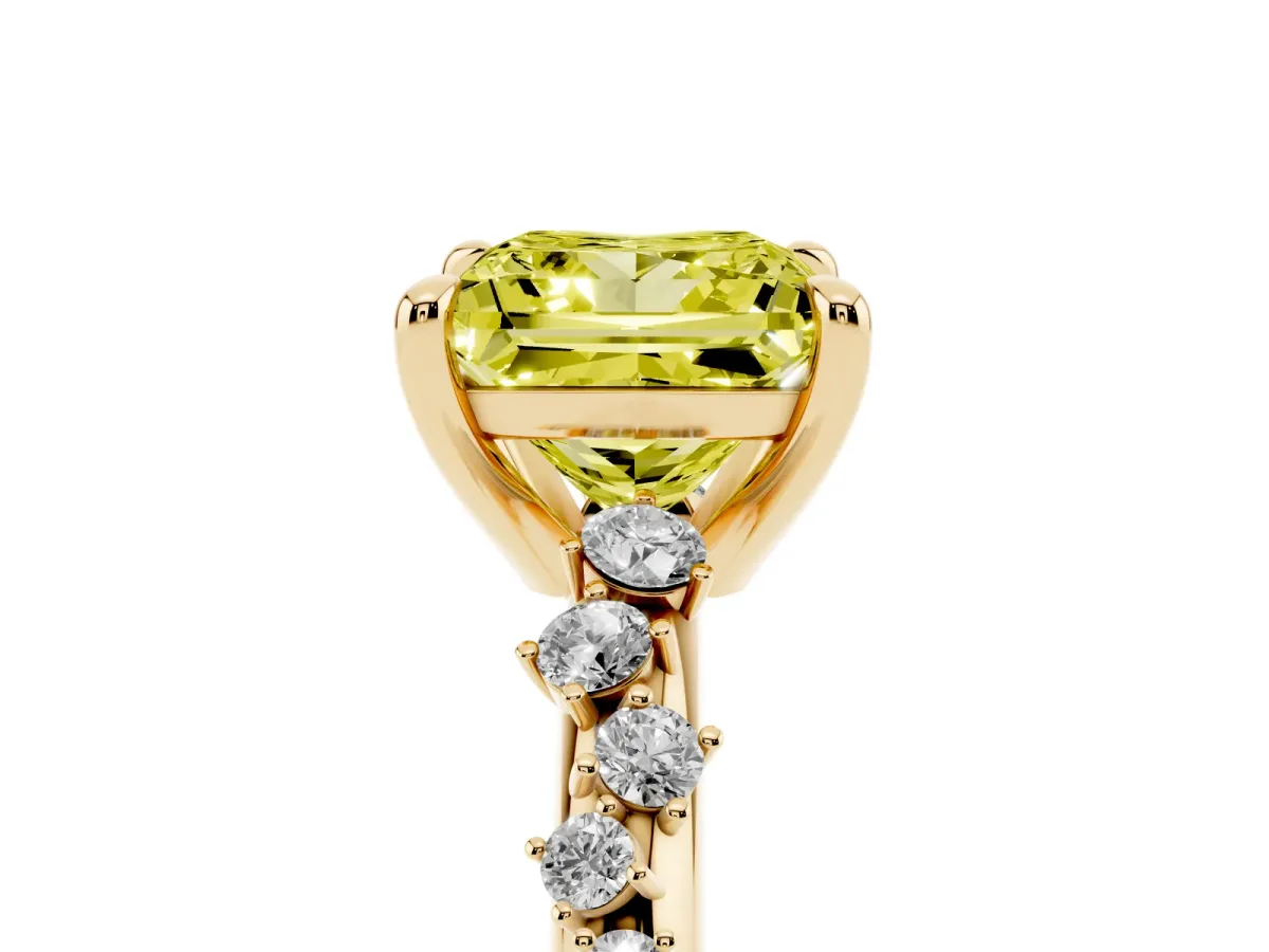 Fancy Yellow Princess Cut Cut Diamond Vine Band with Four-Prong Setting Yellow gold