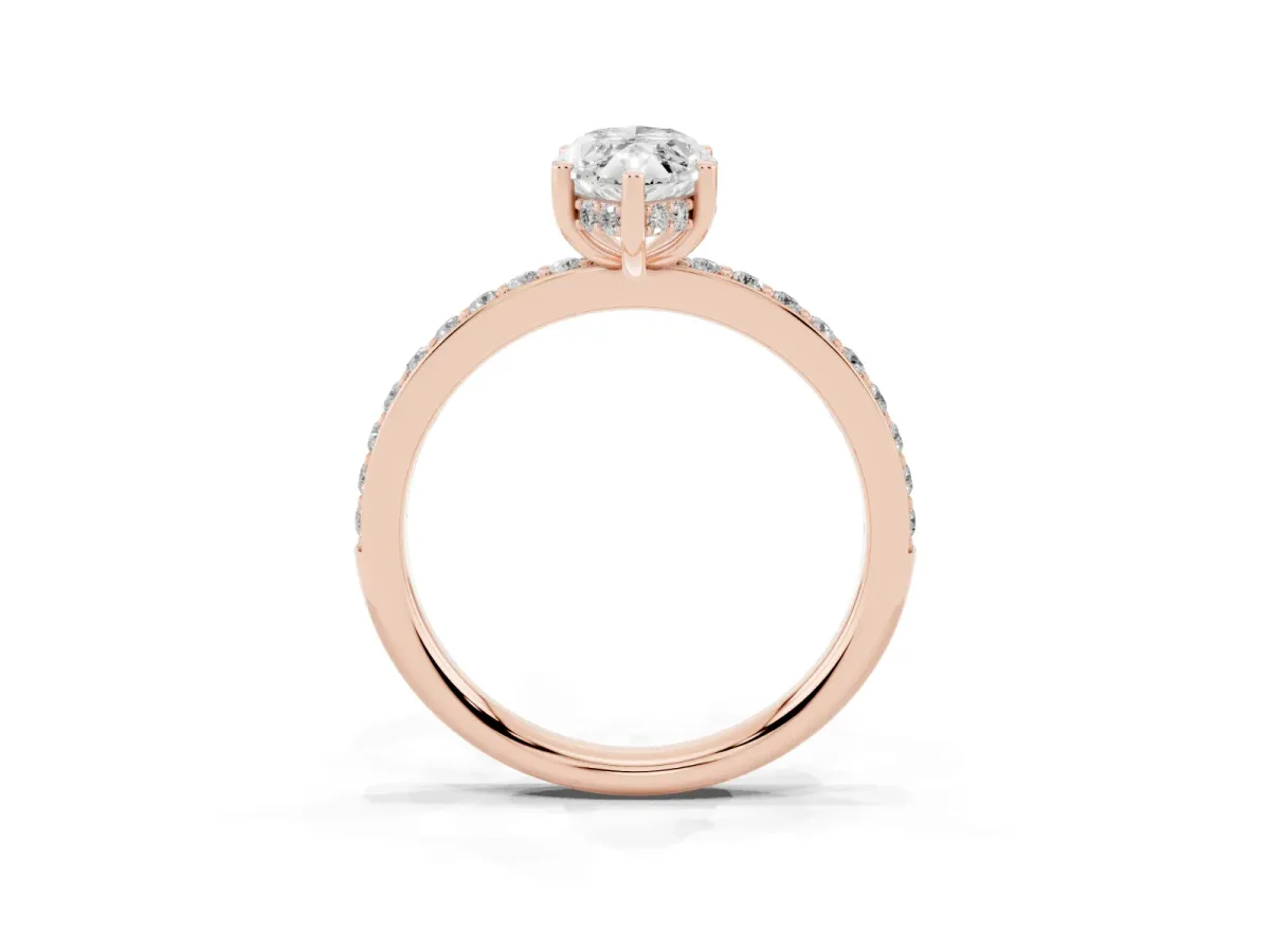 Marquise Cut Cut Diamond Pavé Band Ring with Four-Prong Setting Rose gold