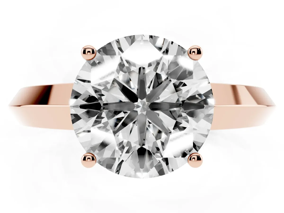 Round Cut Cut Solitaire Engagement Ring with Flat Band and Four-Prong Setting Rose gold