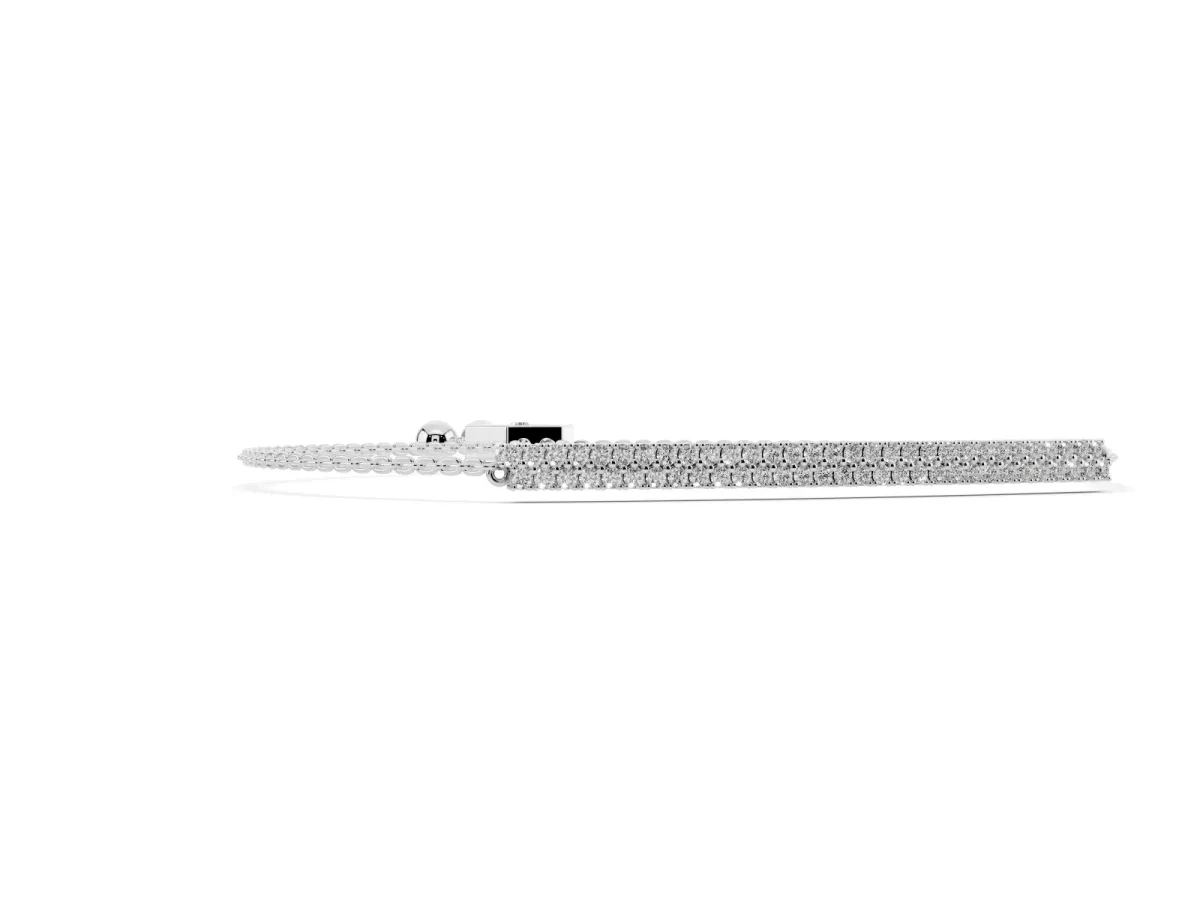 Pavé Round Diamond Box Chain Slider Bracelet White gold