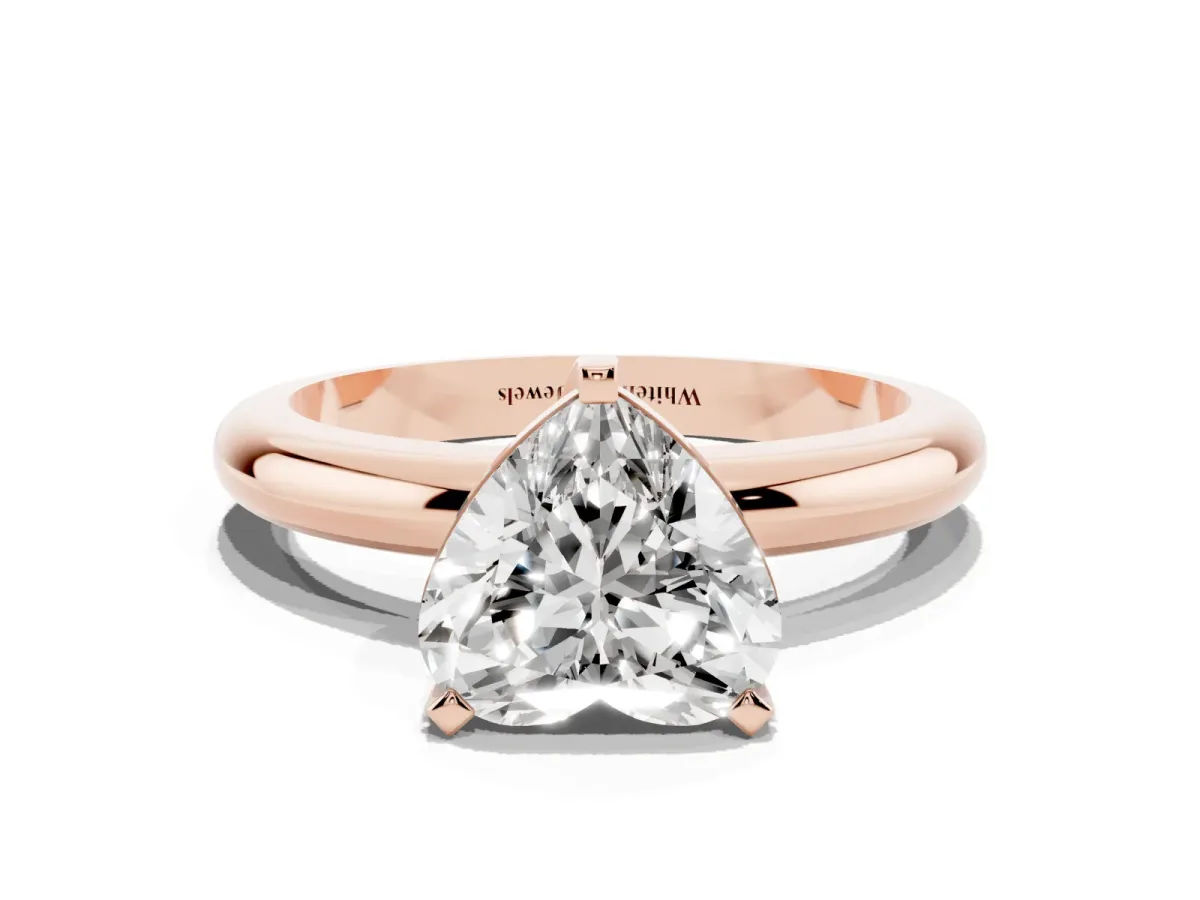 Heart Cut Diamond Solitaire Engagement Ring with Round Band and Four-Prong Setting Rose gold