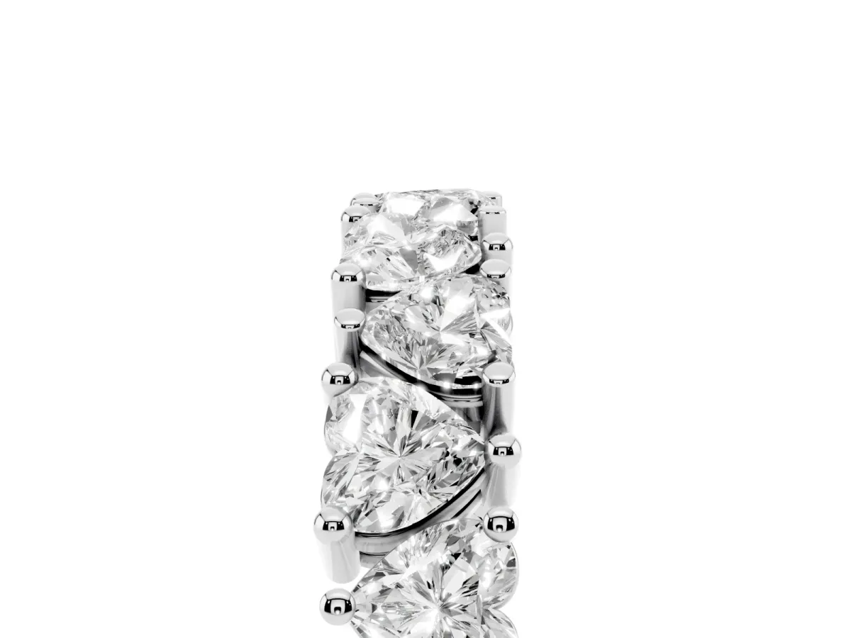 Heart Cut Eternity Band with Shared Prong Setting Silver