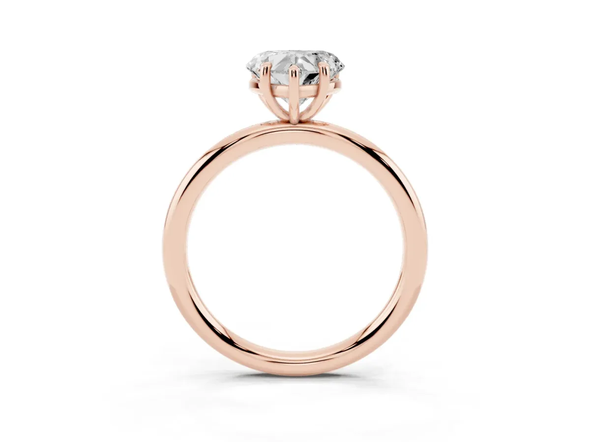 Heart Cut Solitaire Diamond Ring with Four-Prong Setting on a Plain Band Rose gold