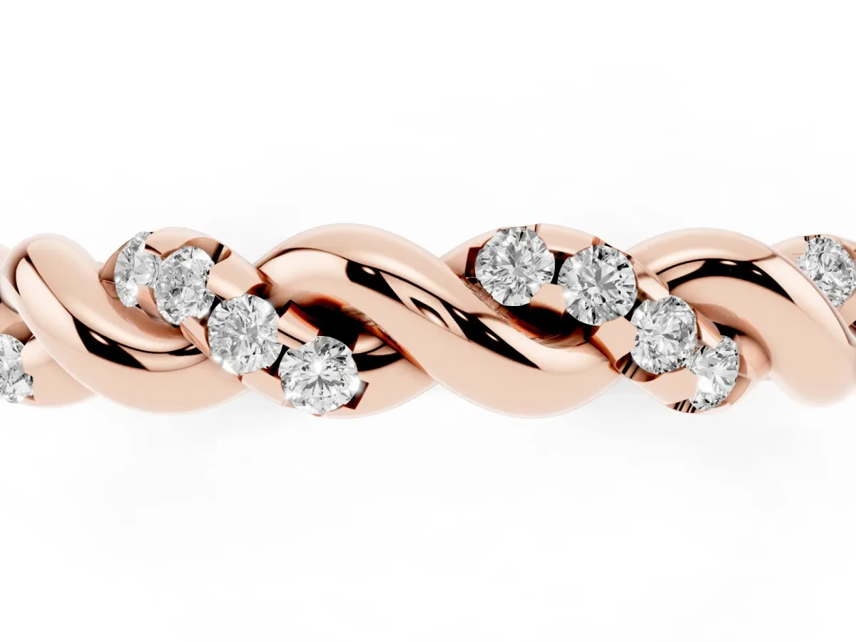 Twisted Pavé Round Diamond Eternity Band Rose gold