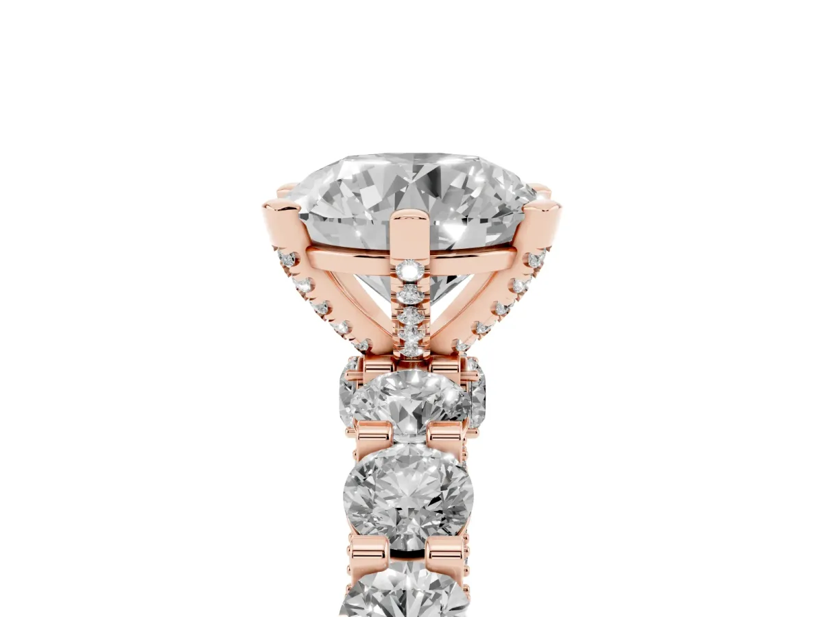 Round Diamond Mens Ring with Graduated Side Stones Rose gold