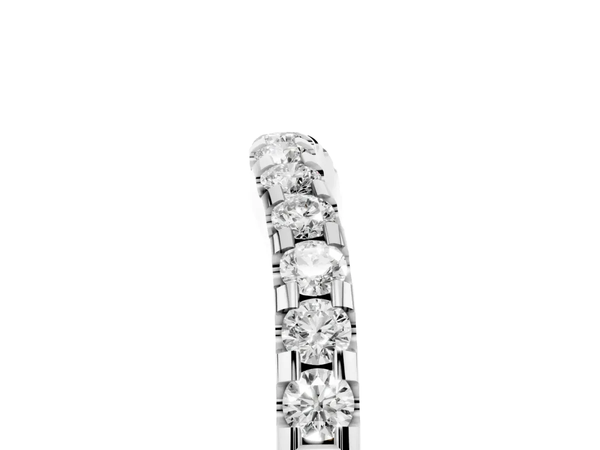 Curved Diamond Half Eternity Band with Round Cut Stones in Pavé Setting Silver