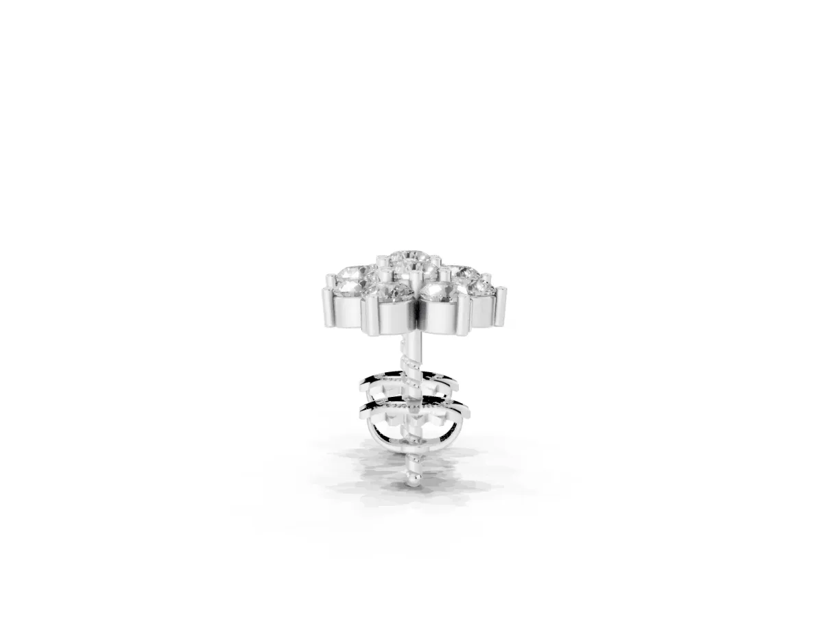Cluster Round Diamond Stud Earrings White gold