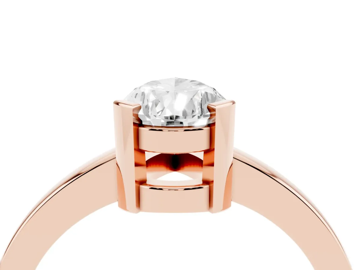 Pear Cut Cut Solitaire Ring with Four-Prong Setting and Classic Band Rose gold