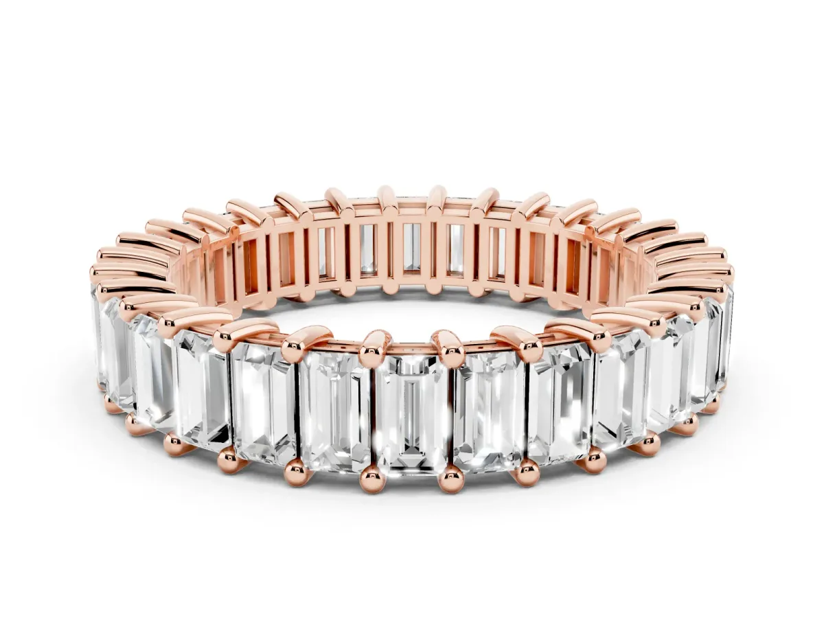 Baguette Cut Eternity Band with Shared Prong Setting Rose gold