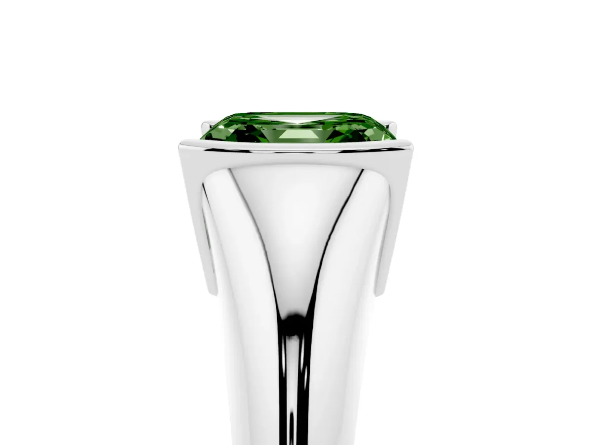 Fancy Green Asscher Cut Solitaire Tension Set Diamond Ring Platinum
