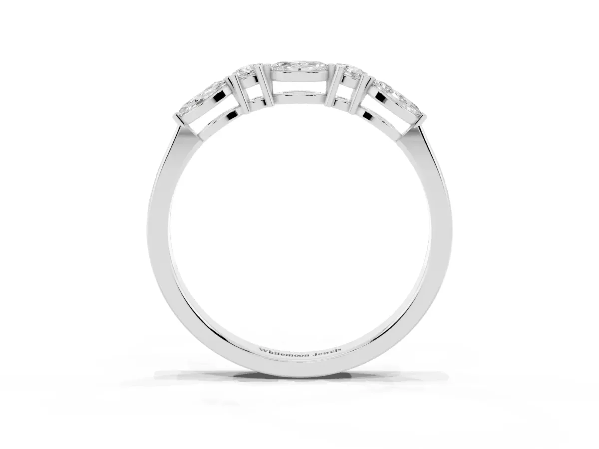 Prong Set Round Diamond Half-Eternity Band Silver