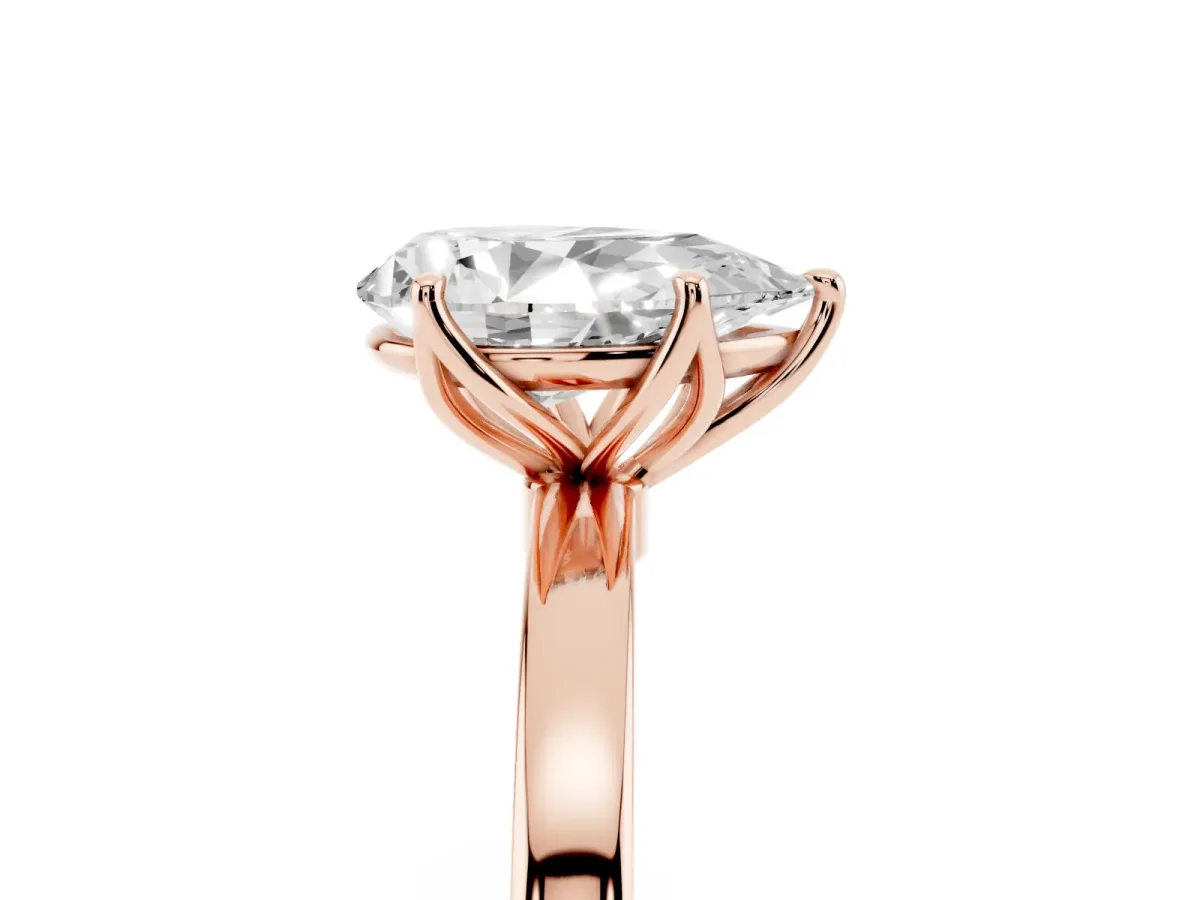 Pear Cut Diamond Solitaire Ring with Thin Band and Prong Setting Rose gold