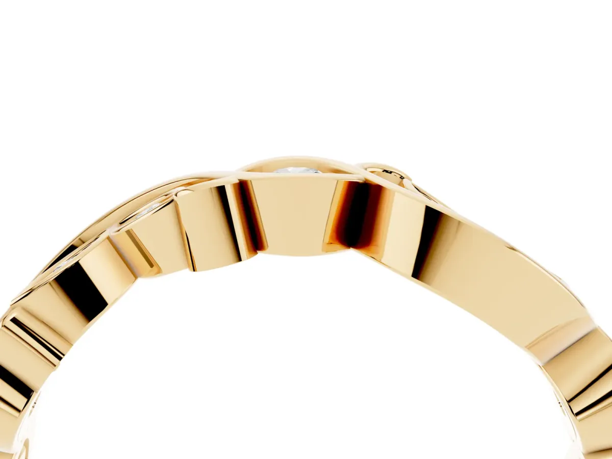 Marquise and Round Diamond Infinity Eternity Band with Bezel Setting Yellow gold