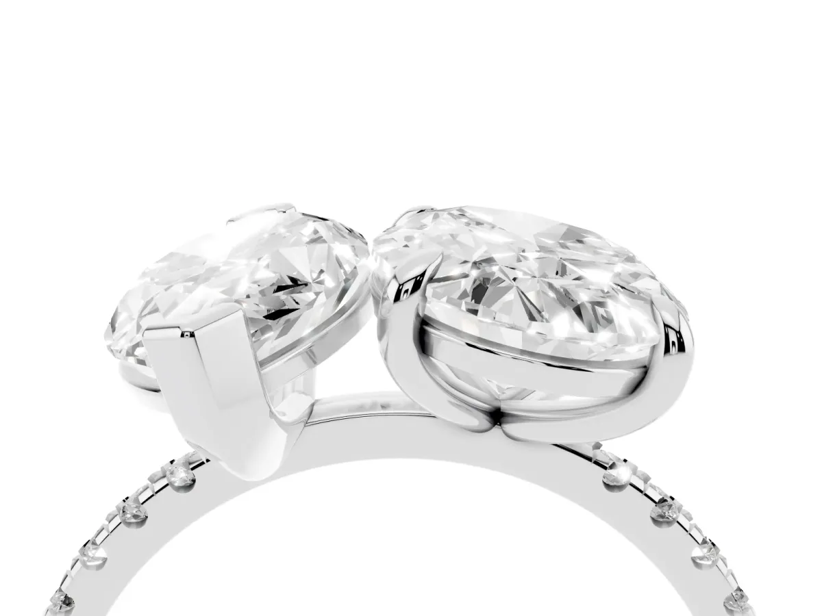 Oval and Marquise Toi Moi Ring with Prong Setting and Pave Band Platinum