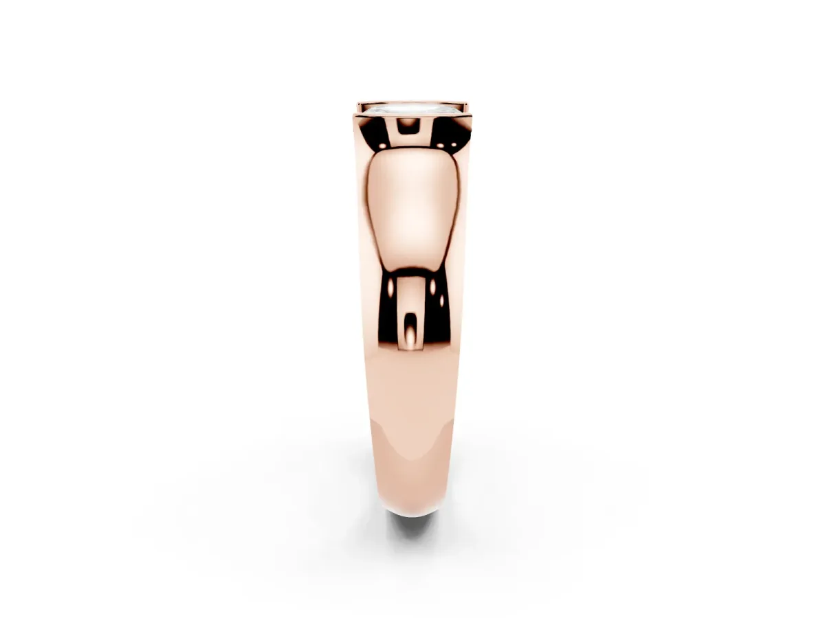 Asscher Cut Solitaire Bezel Set Diamond Ring with Wide Band Rose gold