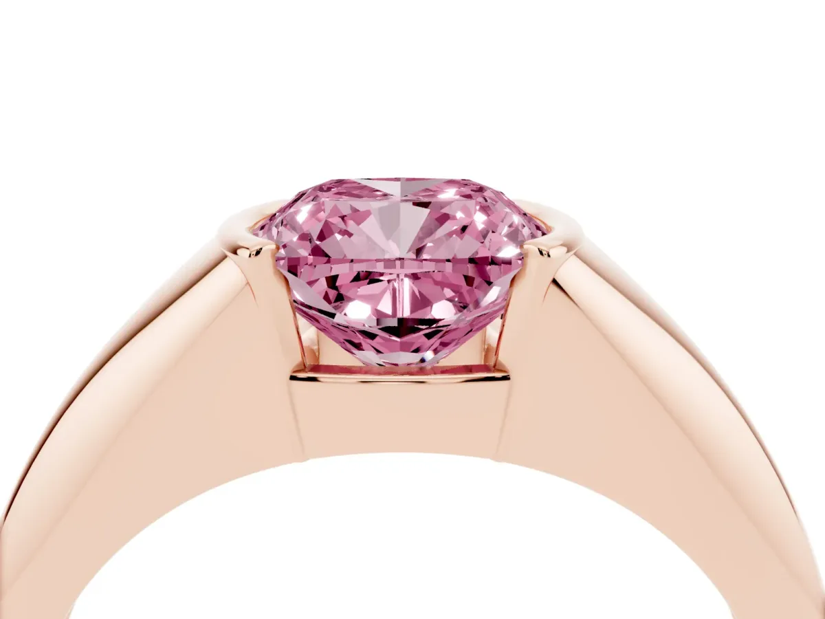 Fancy Pink Cushion Cut Solitaire Tension Set Diamond Ring Rose gold