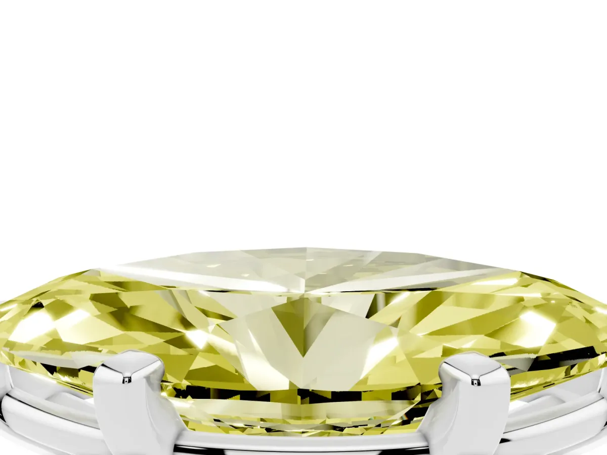 Fancy Yellow Marquise Cut Diamond Solitaire Ring with Prong Setting and Classic Band Silver