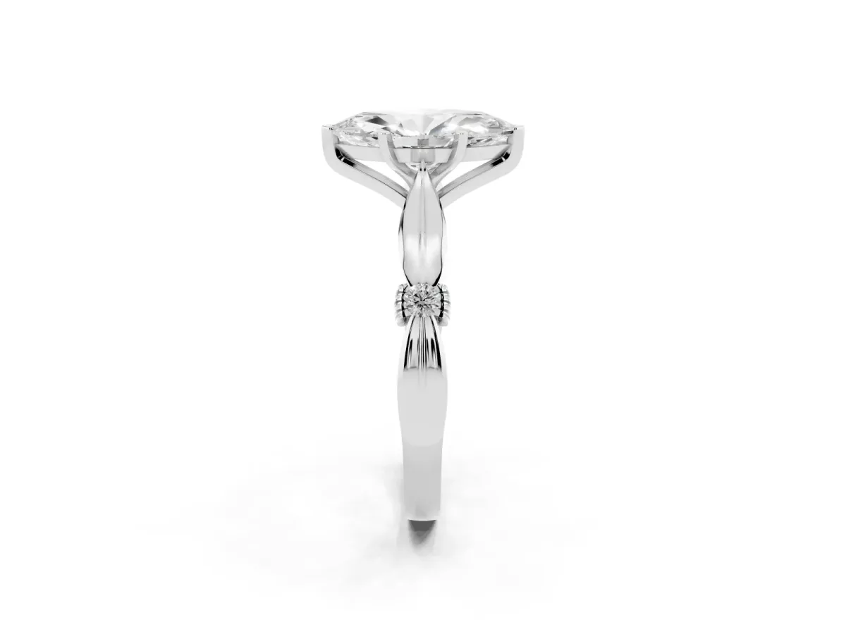 Marquise Cut Solitaire Diamond Twisted Band with Four-Prong Setting Silver