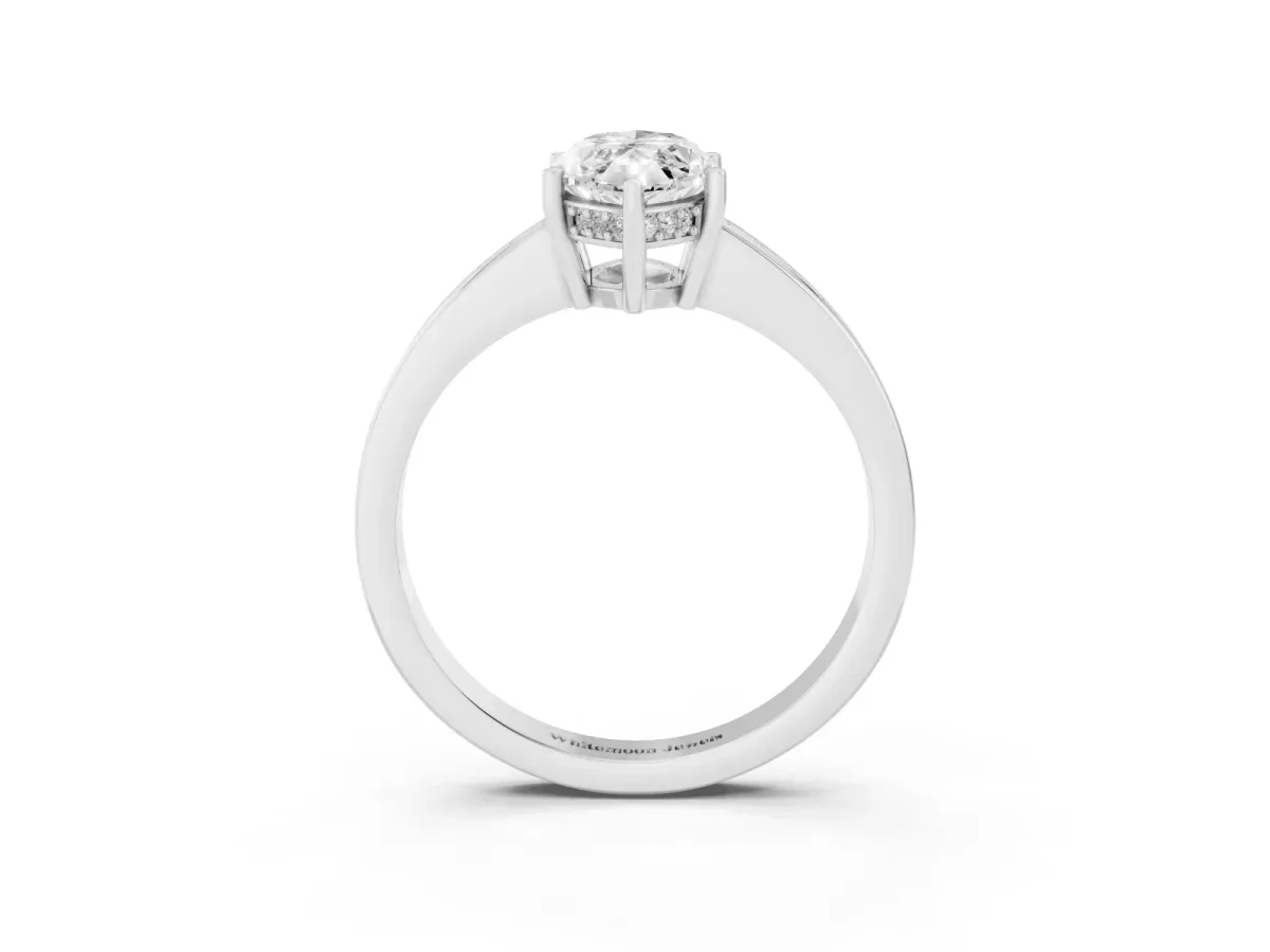Marquise Cut Solitaire Pavé Band Prong Setting Ring Silver