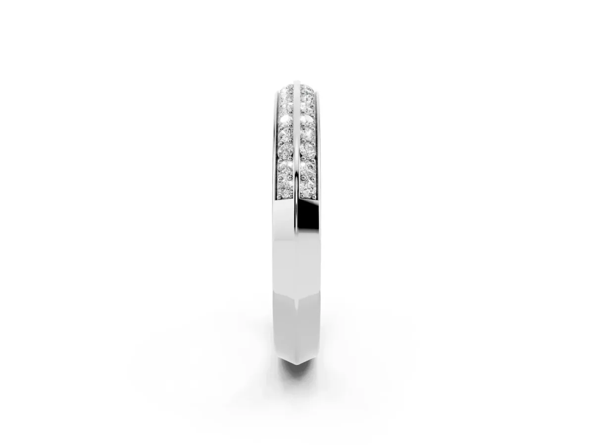Double Row Round Diamond Channel Set Eternity Band White gold
