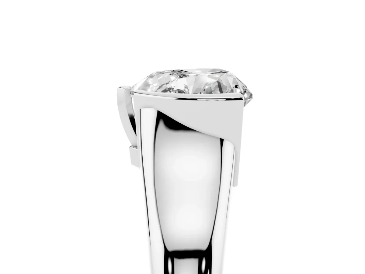 Heart Cut Solitaire Tension Set Diamond Ring with Split Shank Band Platinum