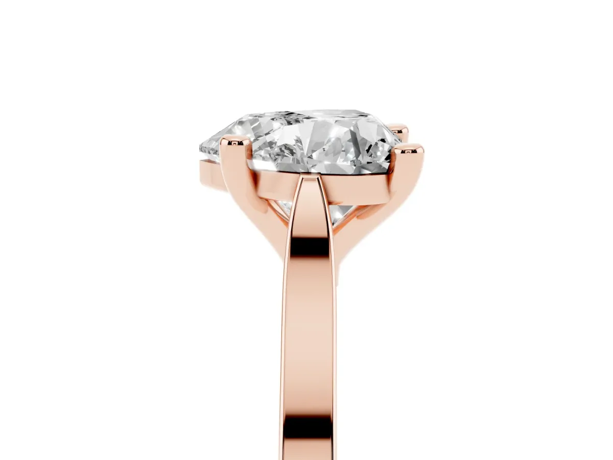 Heart Cut Solitaire Diamond Ring with Four-Prong Setting and Tapered Band Rose gold