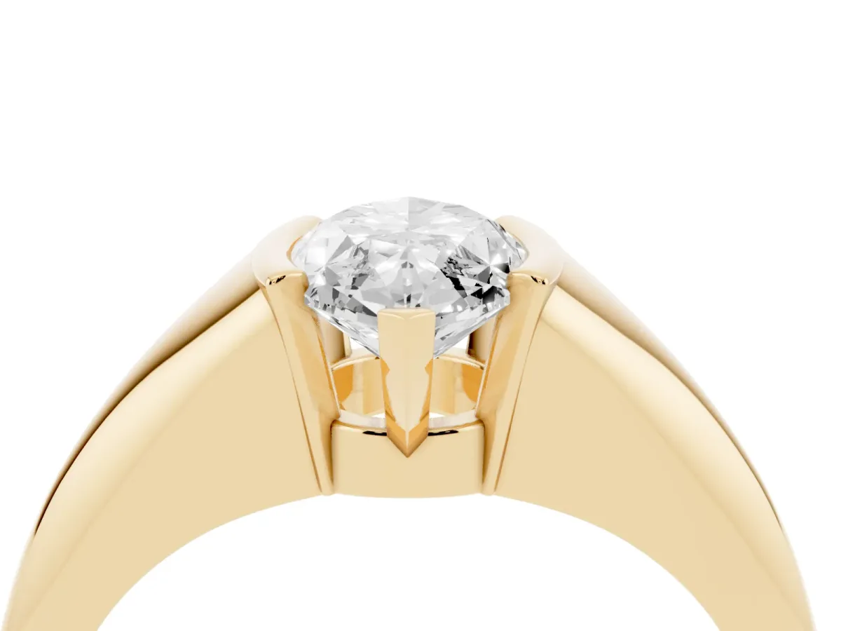 Marquise Cut Solitaire Tension Set Diamond Ring Yellow gold