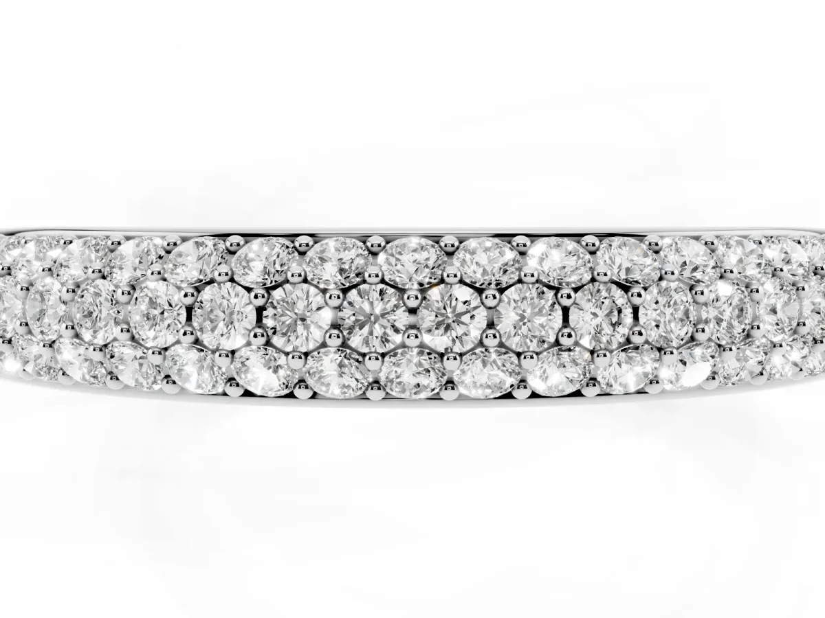 Pavé Round Diamond White Gold Eternity Band Silver