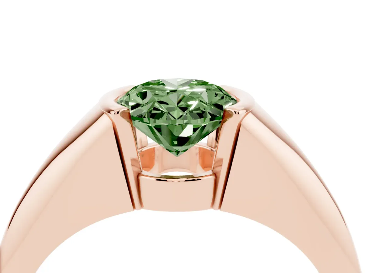 Fancy Green Oval Cut Solitaire Tension Set Diamond Ring Rose gold