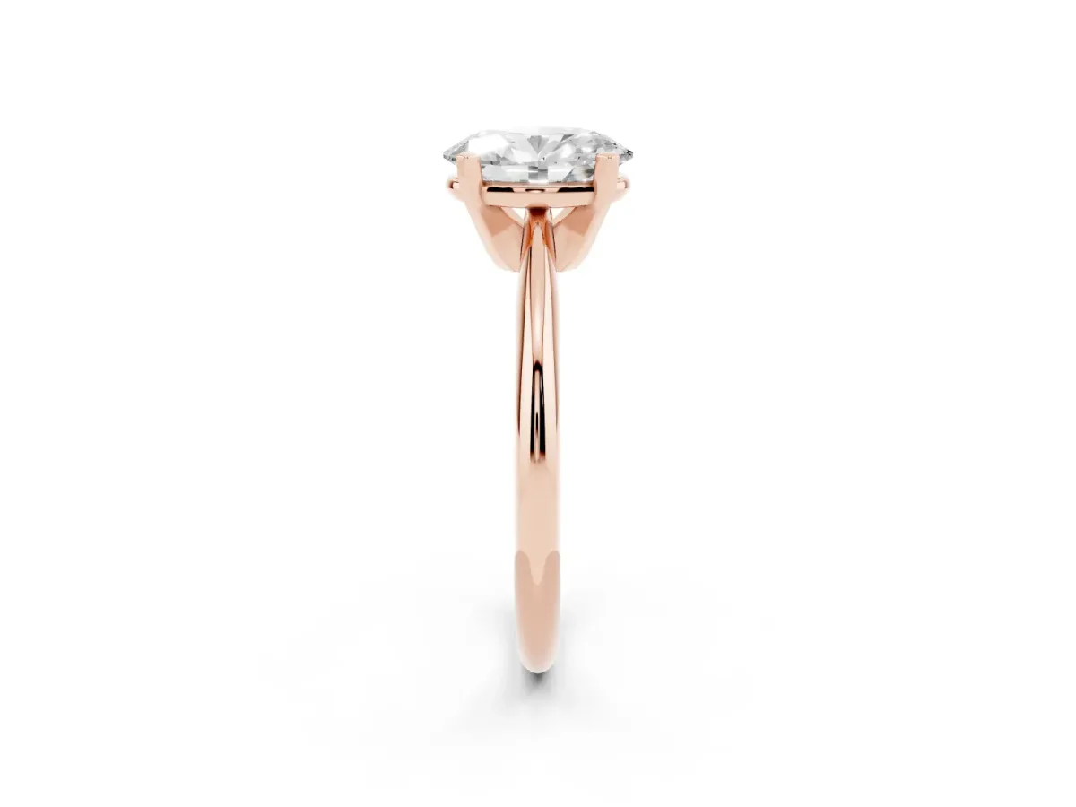 Oval Cut Cut Solitaire Ring with Four-Prong Setting on a Classic Band Rose gold