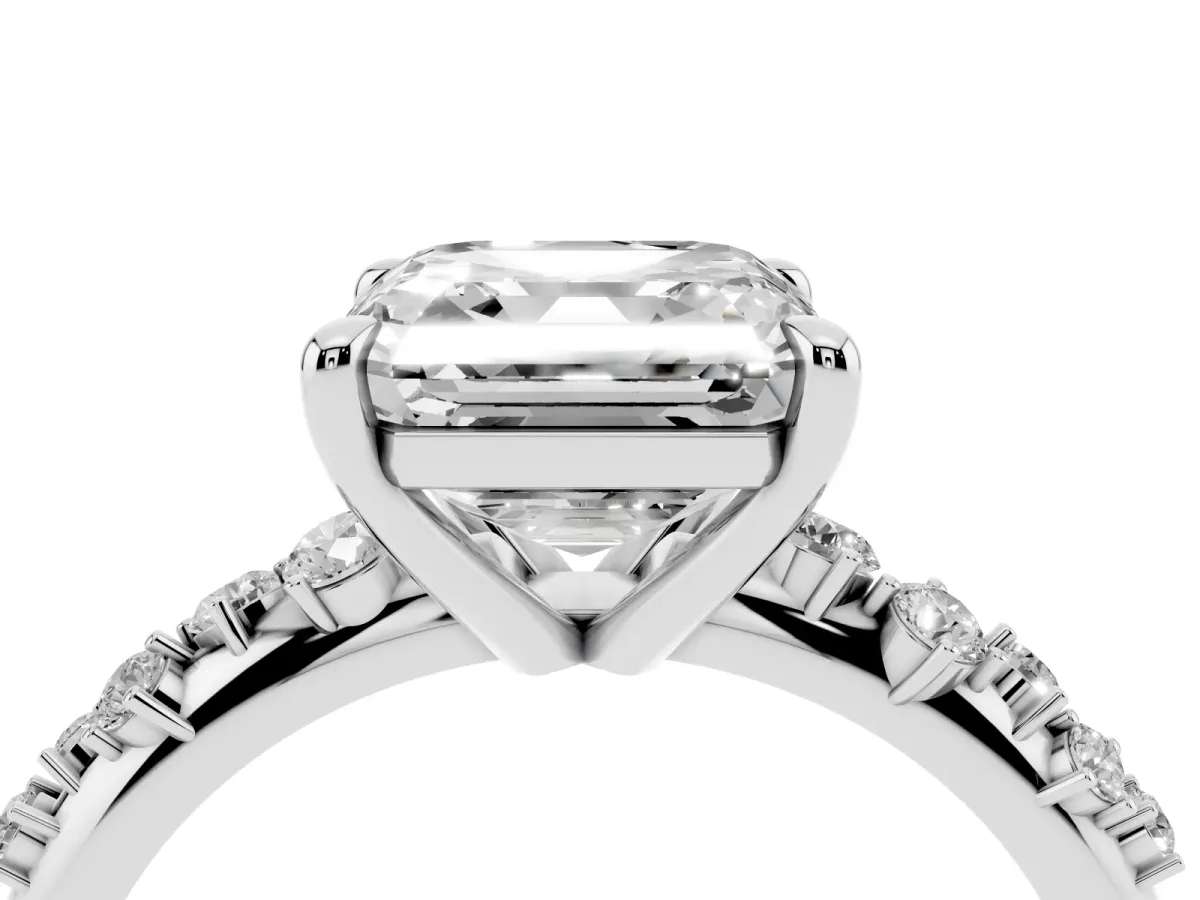 Asscher Cut Cut Diamond Vine Band with Four-Prong Setting Silver