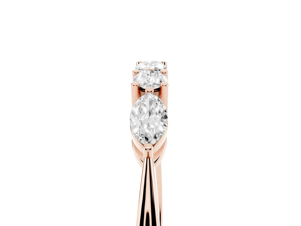 Prong Set Round Diamond Half-Eternity Band Rose gold