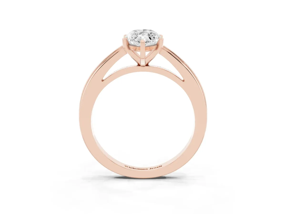 Marquise Cut Solitaire Diamond Ring with Four-Prong Setting and Classic Band Rose gold
