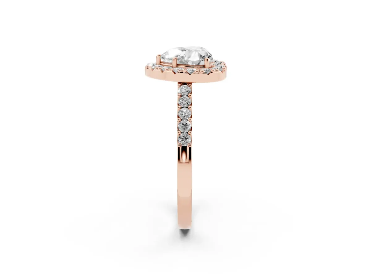 Heart Cut Halo Diamond Pavé Solitaire Ring Rose gold