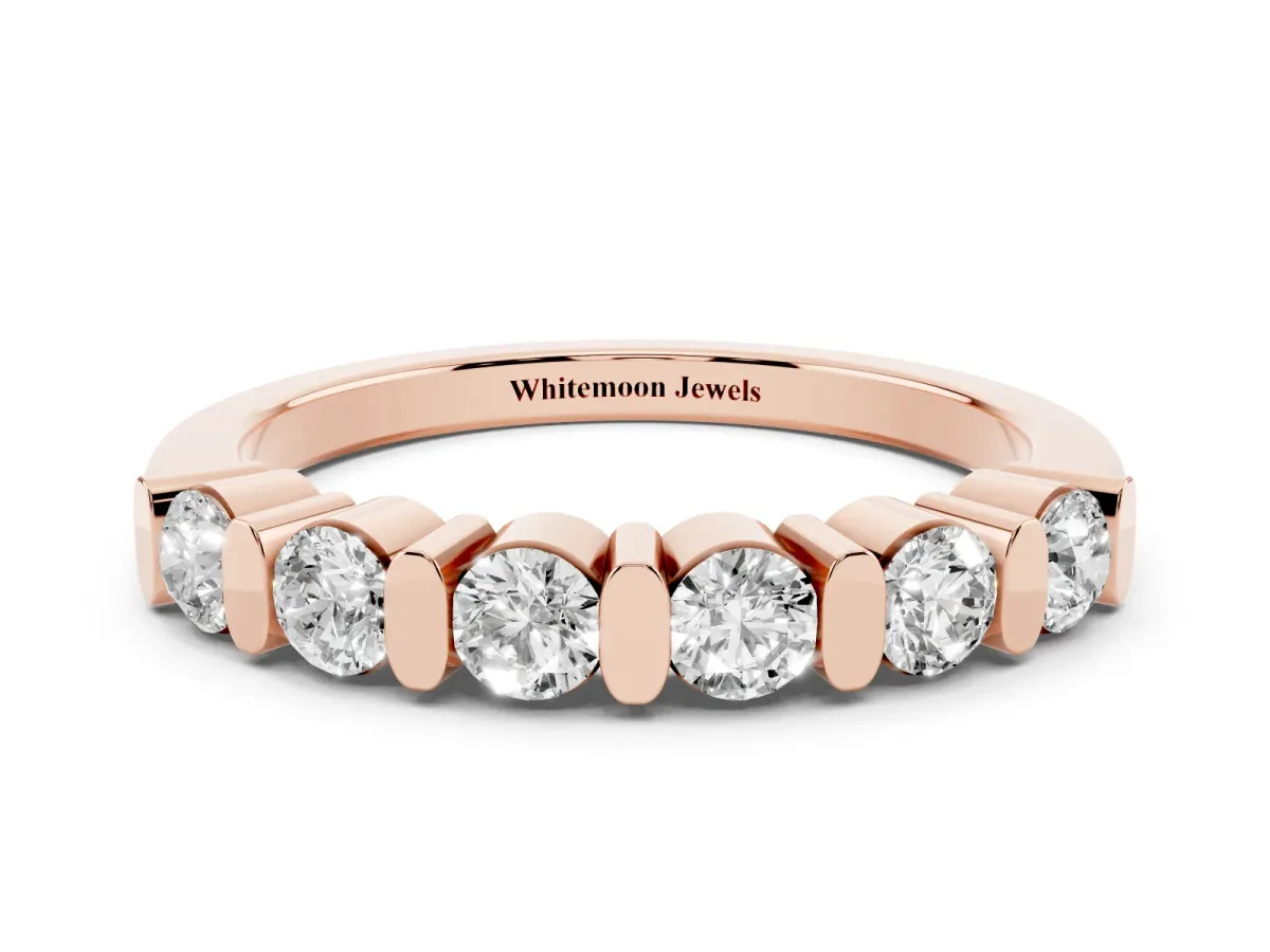 Channel Set Round Diamond Half Eternity Band Rose gold