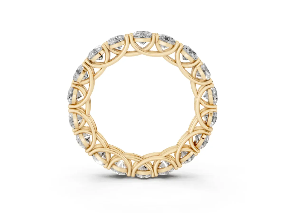 Round Diamond Woven Full Eternity Band Yellow gold