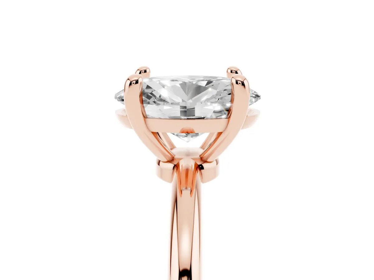 Oval Cut Solitaire Diamond Ring with 4-Prong Setting on a Classic Band Rose gold