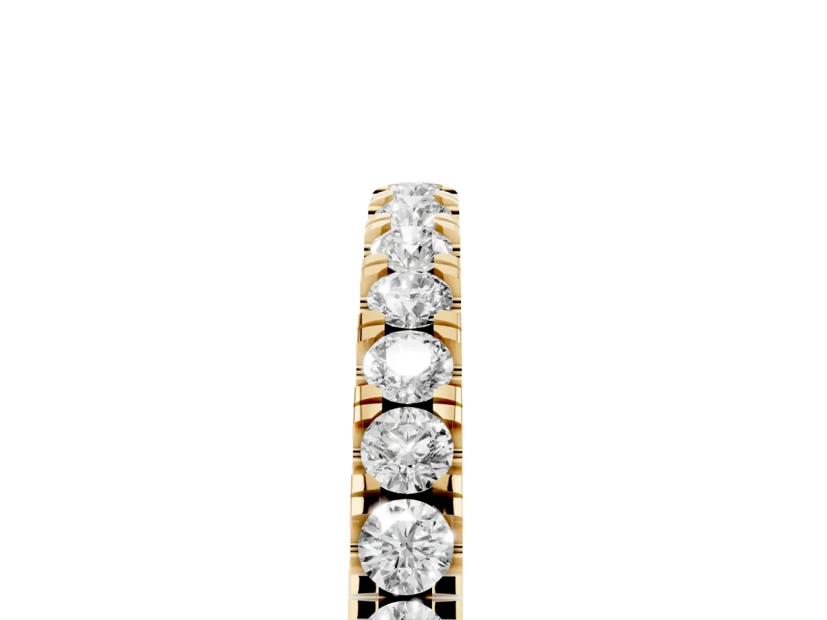 Round Diamond Classic Half Eternity Band with Shared Prong Setting Yellow gold