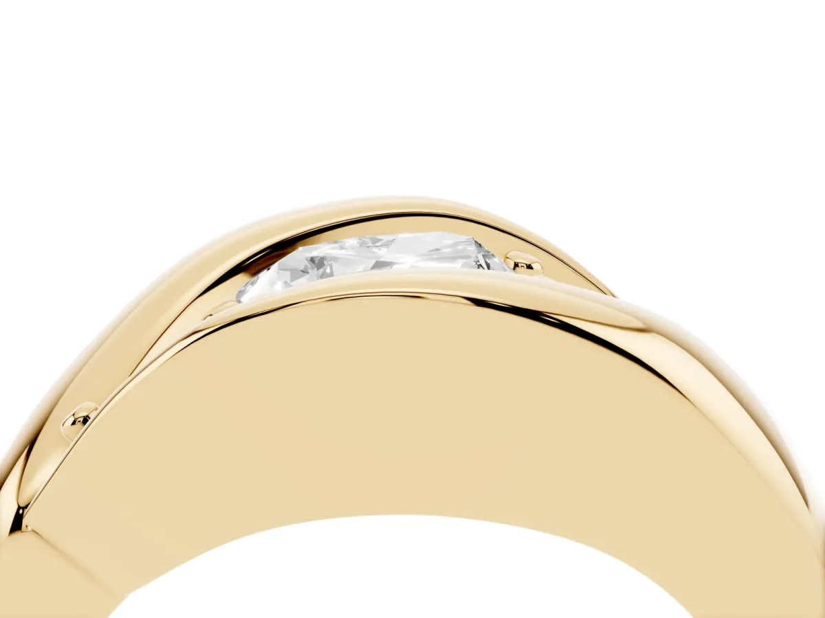Channel Set Heart Cut Diamond Crossover Band Yellow gold