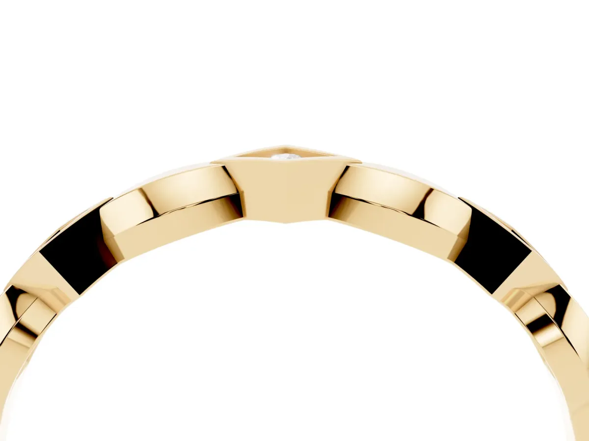 Square Diamond Twist Band with Bezel Setting Yellow gold
