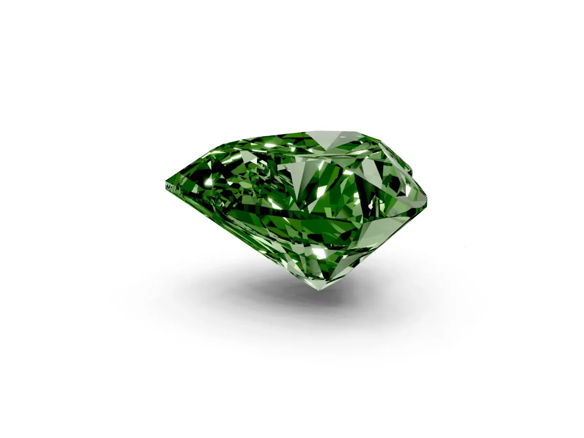 Fancy Green Heart Cut Cut Double Halo Diamond Engagement Ring with Pave Band and Four-Prong Setting White gold