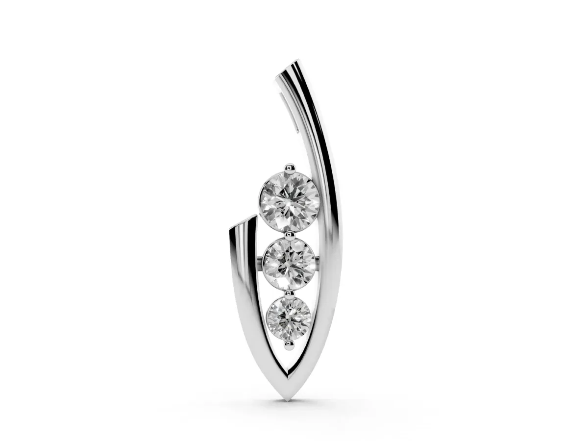 Three-Stone Round Prong-Set Pendant Silver