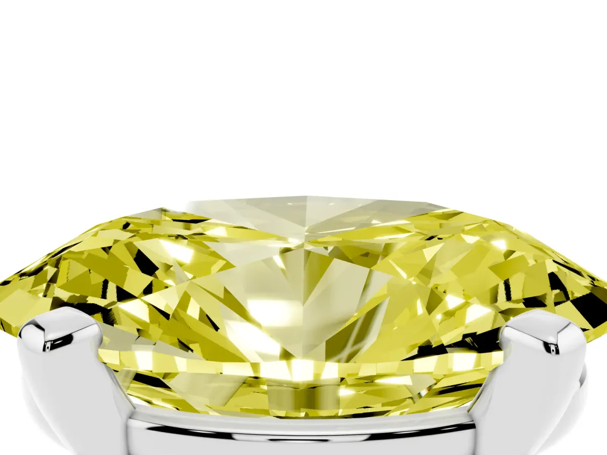 Fancy Yellow Oval Cut Diamond Solitaire Ring with Prong Setting and Classic Band Silver