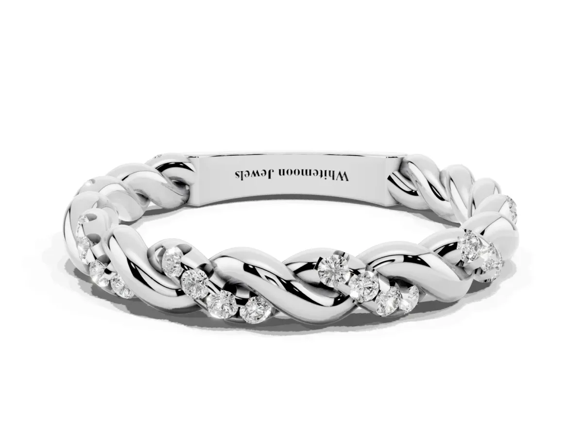 Twisted Pavé Round Diamond Eternity Band Platinum