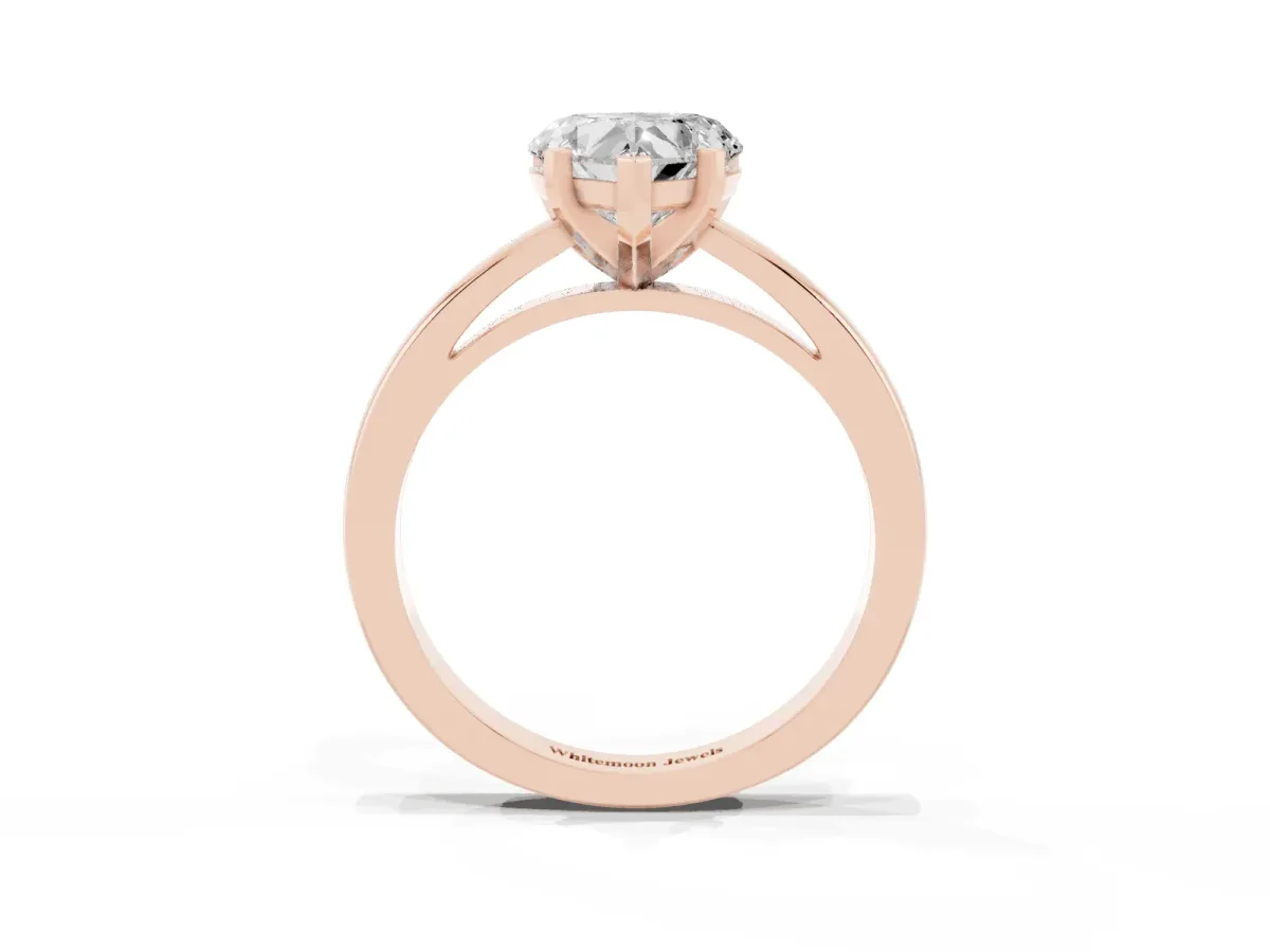Heart Cut Solitaire Diamond Engagement Ring with Four-Prong Setting on a Classic Band Rose gold