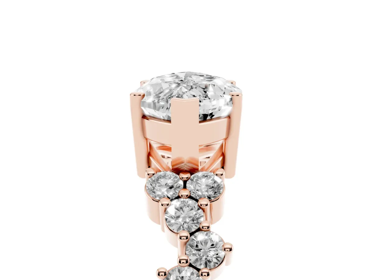 Marquise Cut Diamond Scattered Round Accent Ring with Prong Setting Rose gold