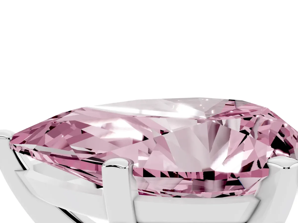 Fancy Pink Pear Cut Diamond Solitaire Ring with Prong Setting and Classic Band Silver