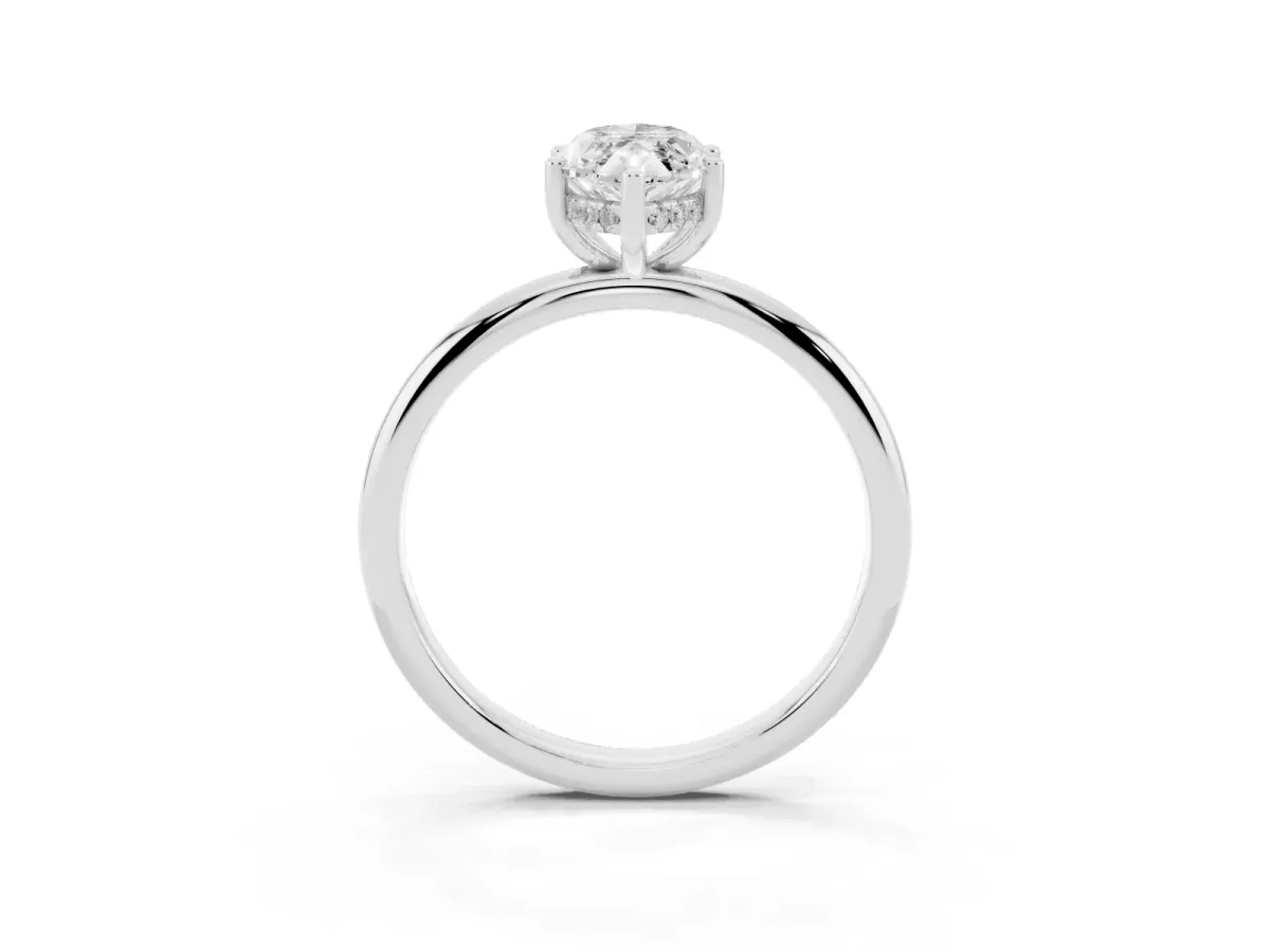 Marquise Cut Cut Solitaire Engagement Ring with Four-Prong Setting and Classic Band Silver