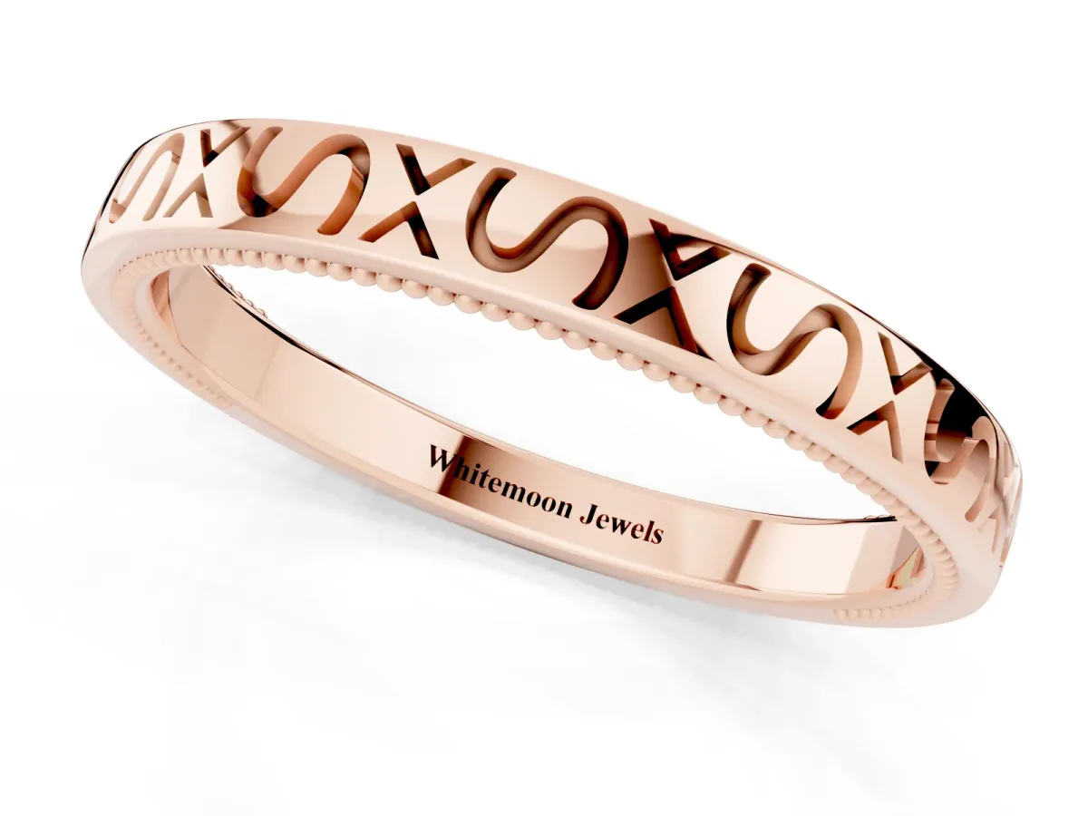 Vintage Engraved Milgrain Band Rose gold