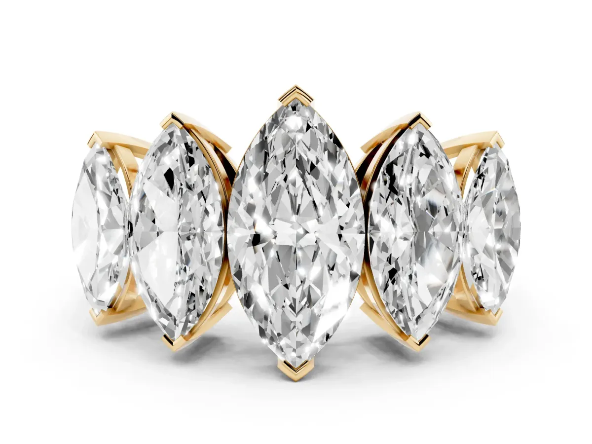 Five-Stone Marquise Diamond Prong Set Band Yellow gold